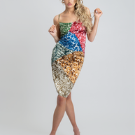 Amalia Patch Work Satin Dress